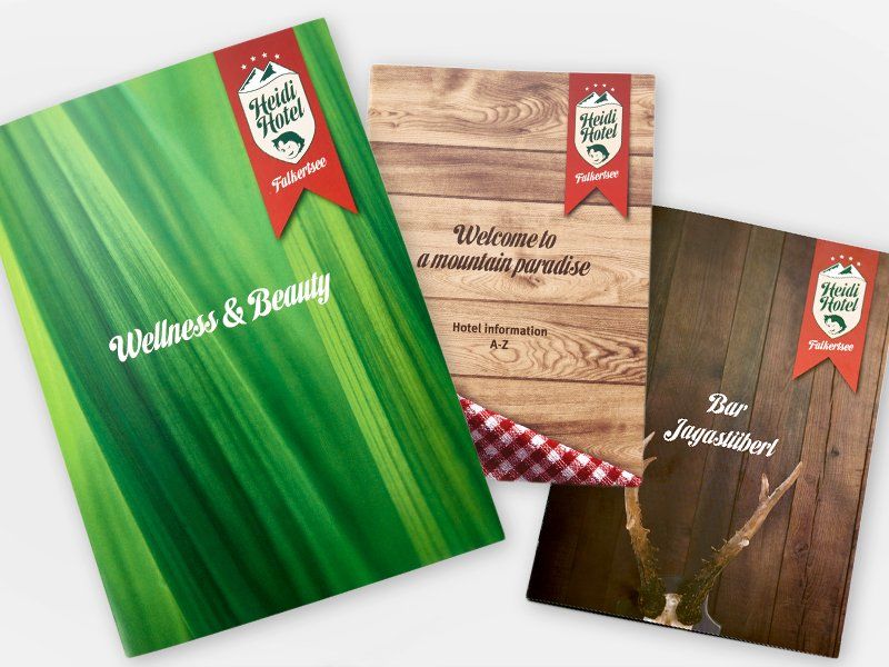 Heidi-Hotel Wellness-, Willkommens- und Barbroschueren