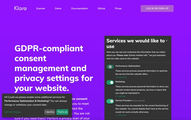 Vorschau Klaro Cookie Consent Manager | Windrich & Sörgel