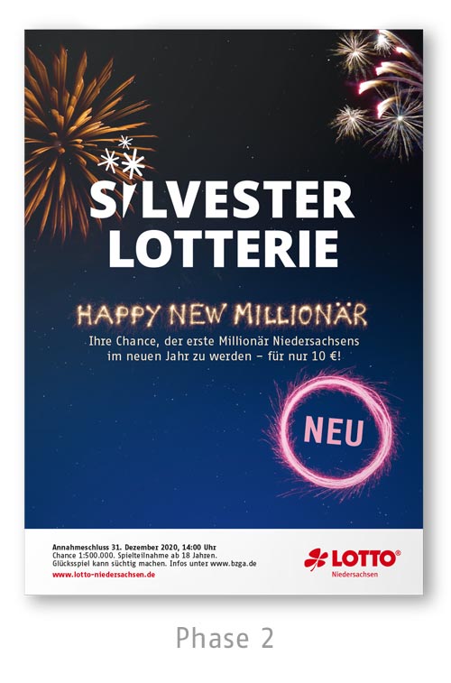 Lotto Niedersachsen Silversterlotterie Kampagne Plakat Phase 2