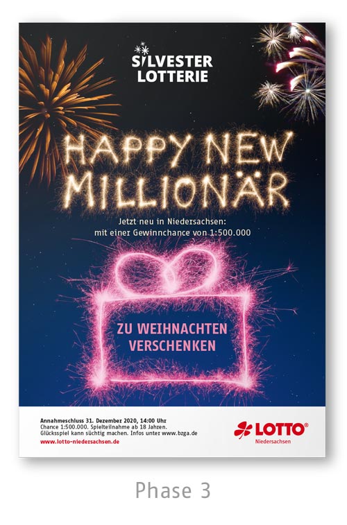 Lotto Niedersachsen Silversterlotterie Kampagne Plakat Phase 3