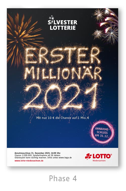 Lotto Niedersachsen Silversterlotterie Kampagne Plakat Phase 4