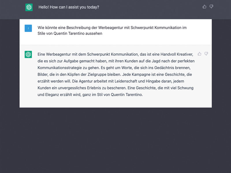 Chat GPT beschreibt allgemein