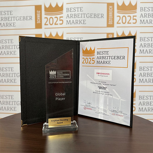 Urkunde und Employer Brand Award 2025 für Rossmann