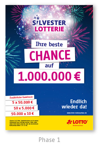 Toto Lotto Niedersachsen Silvesterlotterie Plakat Phase 1