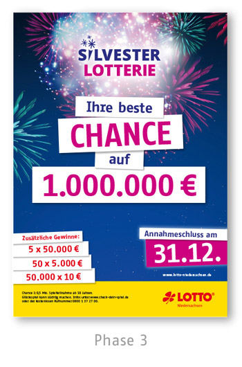 Silvesterlotterie 2021 Plakat Phase 3