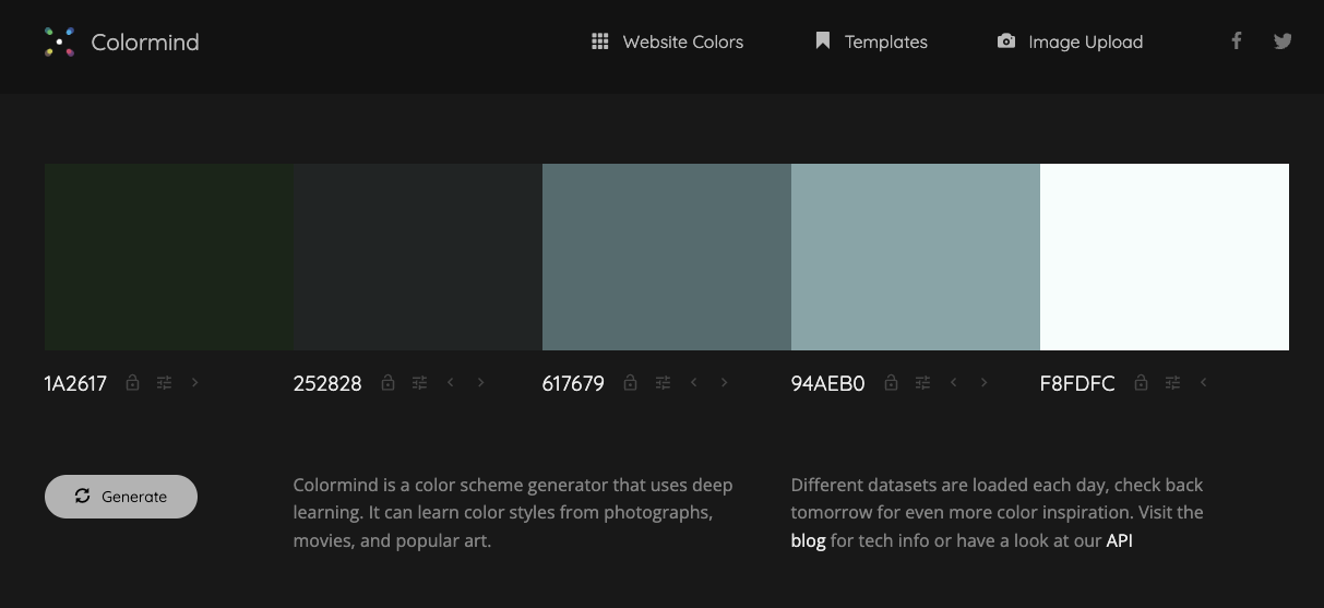 Screenshot KI-Tool: Colormind