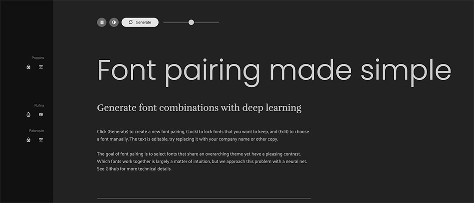 Screenshot aus KI-Tool: Fontjoy